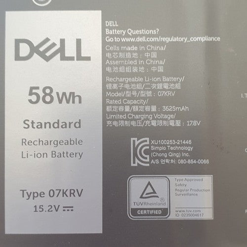 Dell Latitude 5430 Original Akku 3625mAh Li-ion Battery Pack 58Wh Type 07KRV – Bild 2
