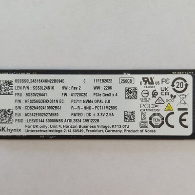 SK hynix 256GB PCIe NVMe M.2 SSD PC711M280S Internes Solid State Drive