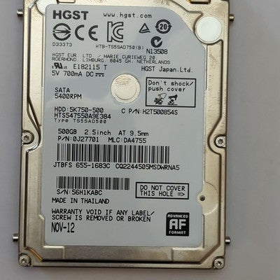 HGST 500GB 2.5 Zoll SATA HDD 5400RPM Festplatte Hard Drive