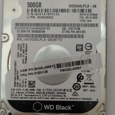 Western Digital WD Black 500 GB 2.5 Zoll SATA HDD 7200rpm Interne Festplatte
