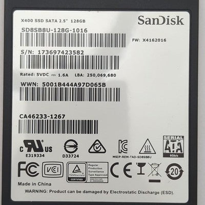 SanDisk X400 128 GB 2.5 Zoll SATA III SSD Internes Solid State Drive