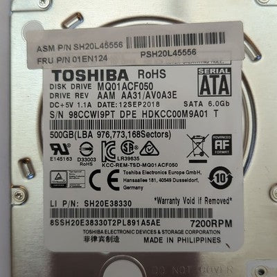 Toshiba 500GB 2.5 Zoll SATA HDD 7200RPM Festplatte Hard Drive – Bild 2