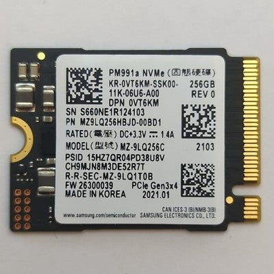 Samsung PM991a 256GB M.2 NVMe PCIe Gen3x4 SSD 2230 Solid State Drive
