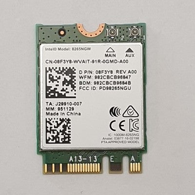 Dell Latitude 7480 Intel 8265NGW WLAN WiFi Bluetooth Karte Wireless Modul