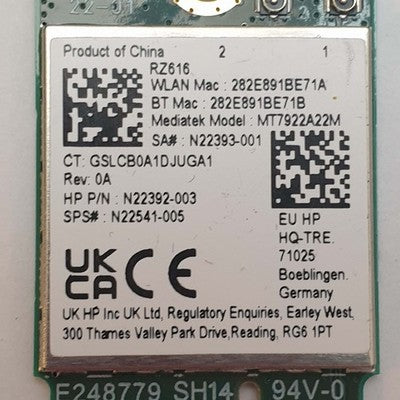 HP EliteBook 845 G11 Mediatek MT7922A22M WLAN WiFi Bluetooth Karte Modul – Bild 3