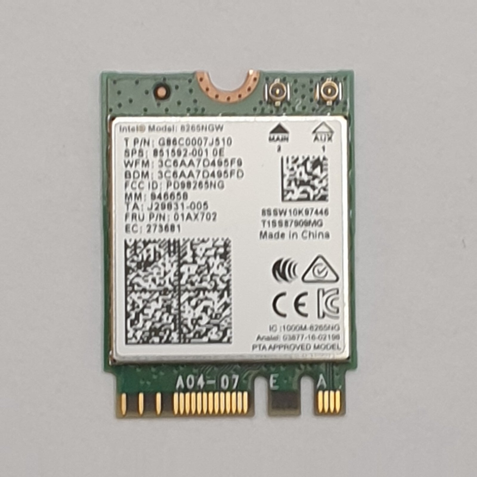 Lenovo ThinkPad X380 Yoga WLAN Karte Intel 8265NGW Wireless Modul WiFi Card