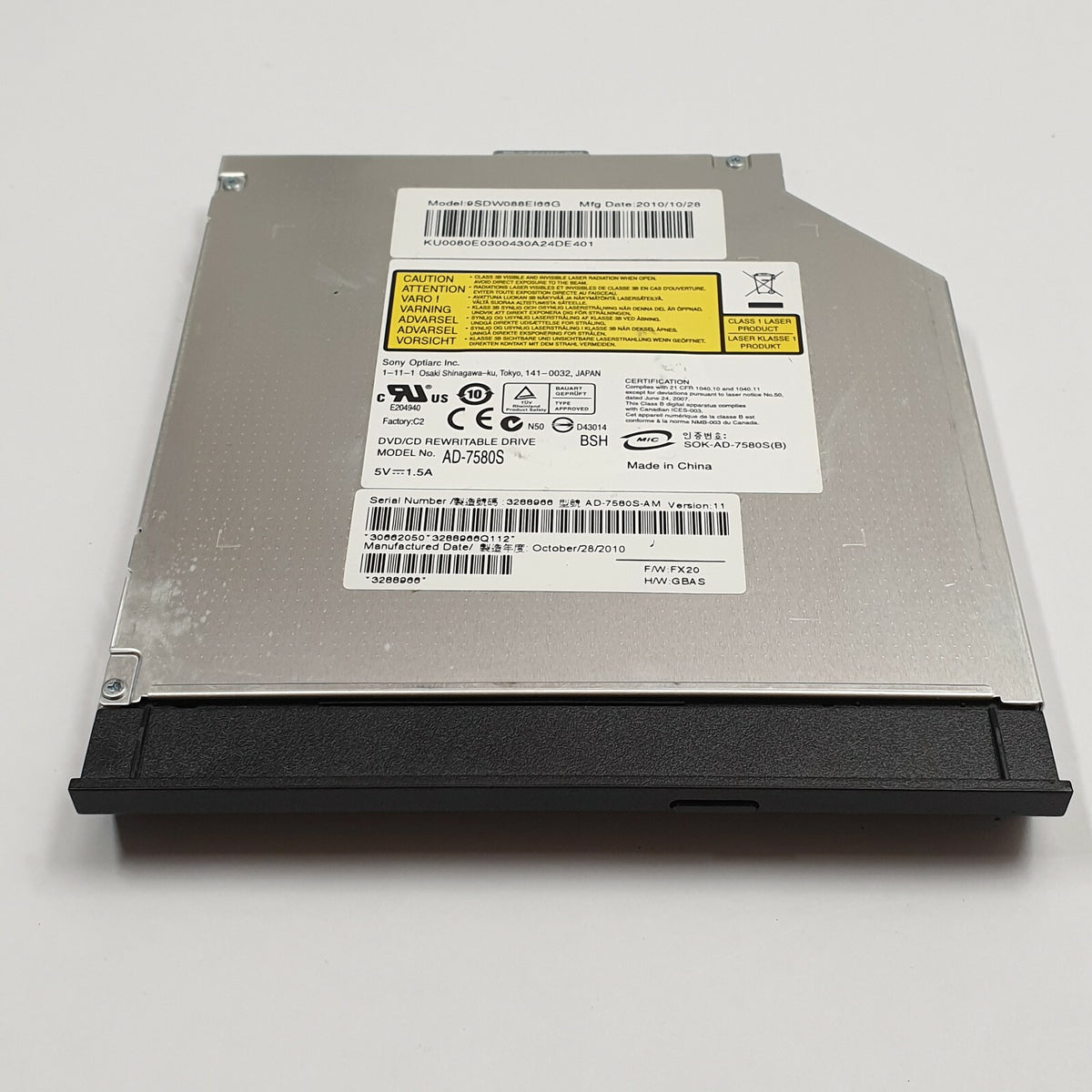 Acer eMachines E642G DVD Laufwerk Brenner Optiarc AD-7580S SATA DVD RW Drive