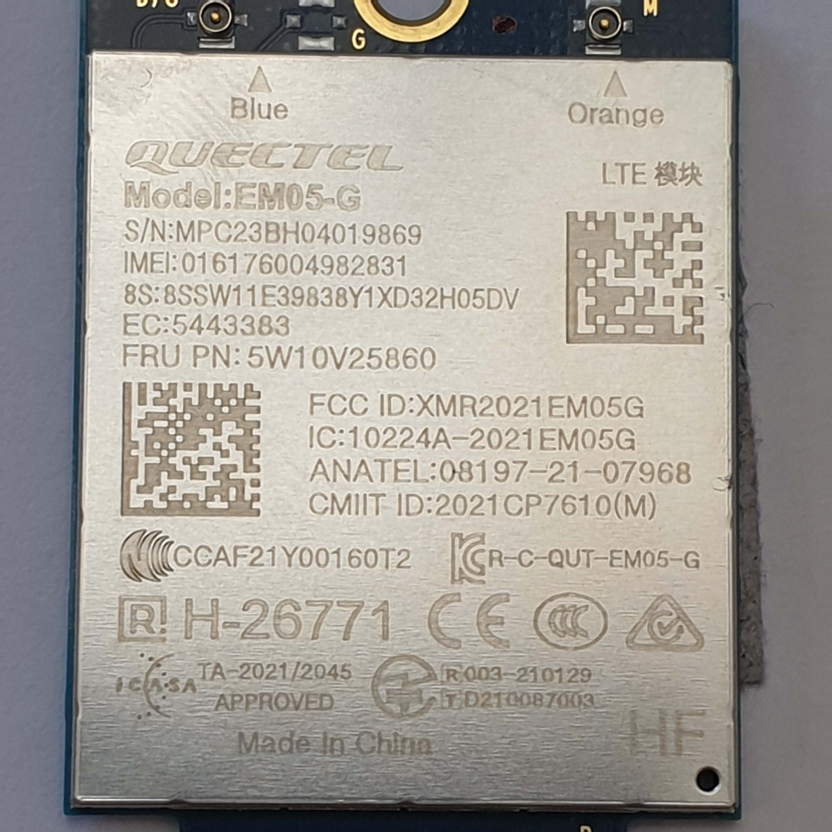 Lenovo ThinkPad X13 Yoga G3 WWAN LTE Karte Modul Quectel M.2