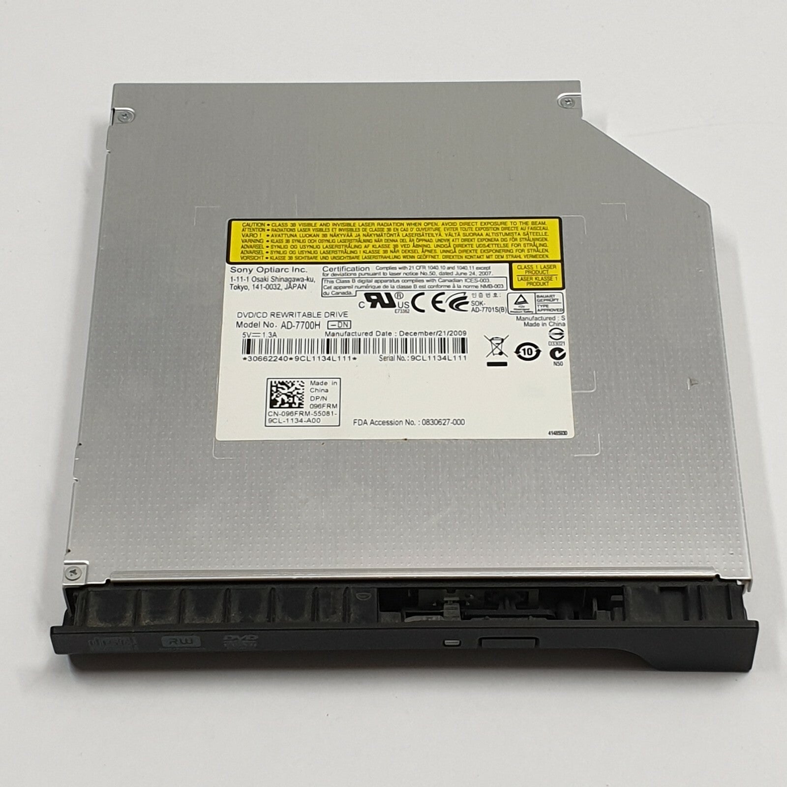 Dell Inspiron 1564 DVD Laufwerk Brenner Optiarc AD-7700H SATA CD DVD RW Drive