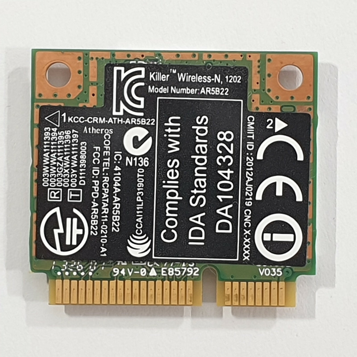 Dell XPS L322X WLAN Karte Wifi Killer Wireless-N 1202 AR5B22 Netzwerkkarte