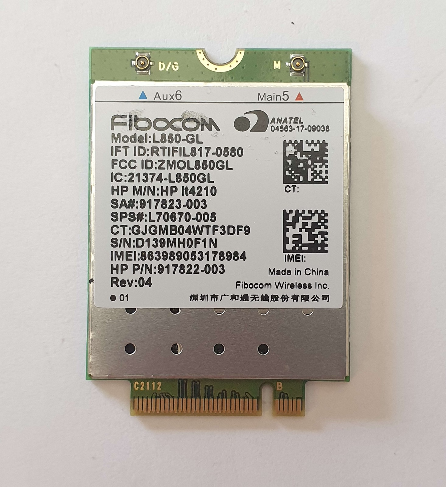 HP ProBook 450 G8 LTE WWAN Modul L860-GL L70670-006 4G Karte Fibocom Card