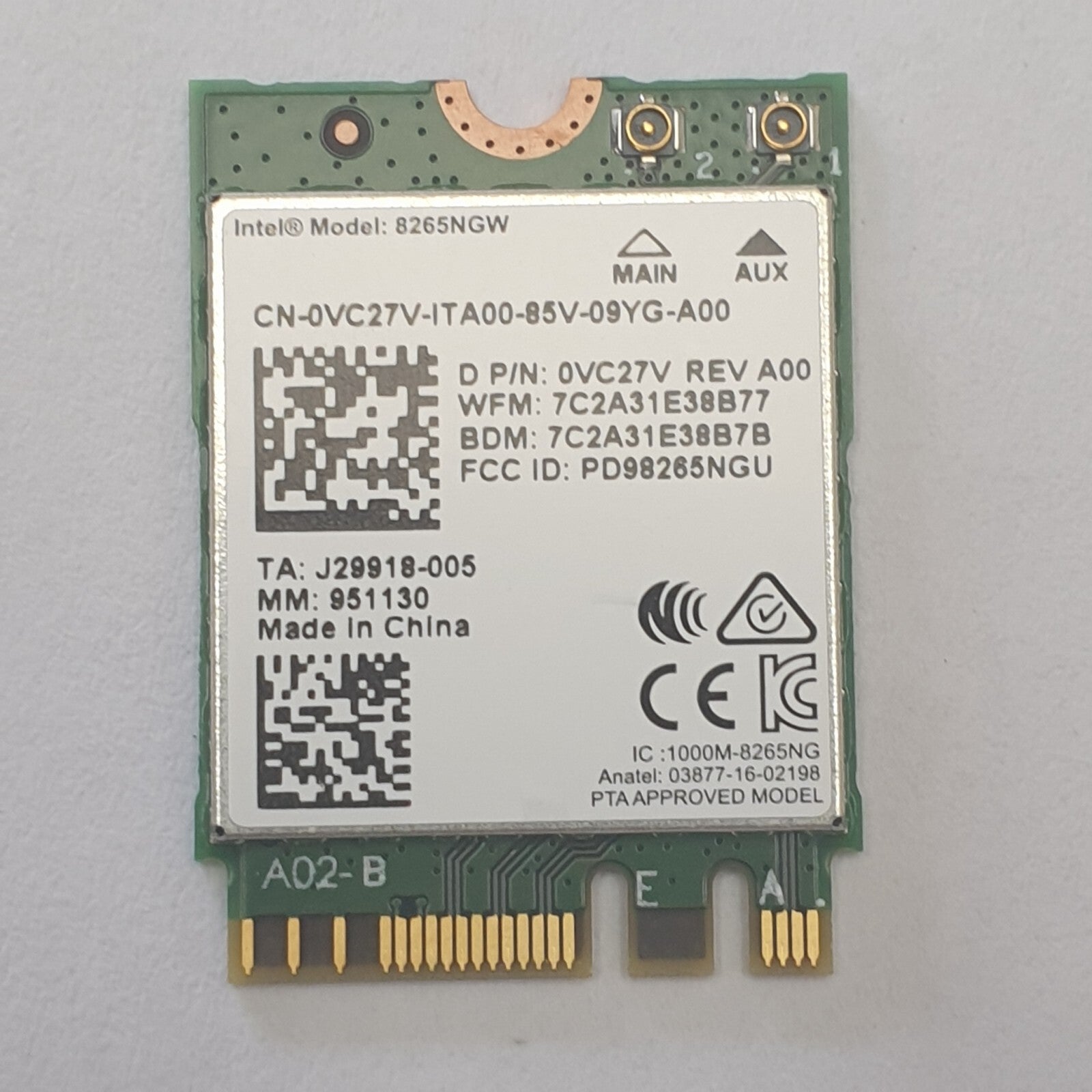 Dell Latitude 2-IN-1 Tablet 5290 WLAN Karte Wireless Modul Intel 8265NGW