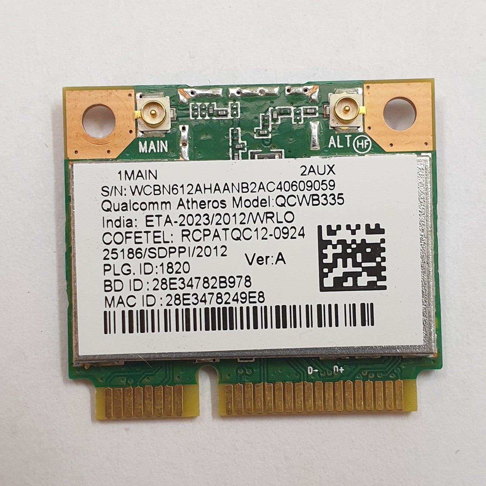 Packard Bell EasyNote Z5WT3 WLAN Karte Qualcomm Atheros QCWB335 Wireless Modul