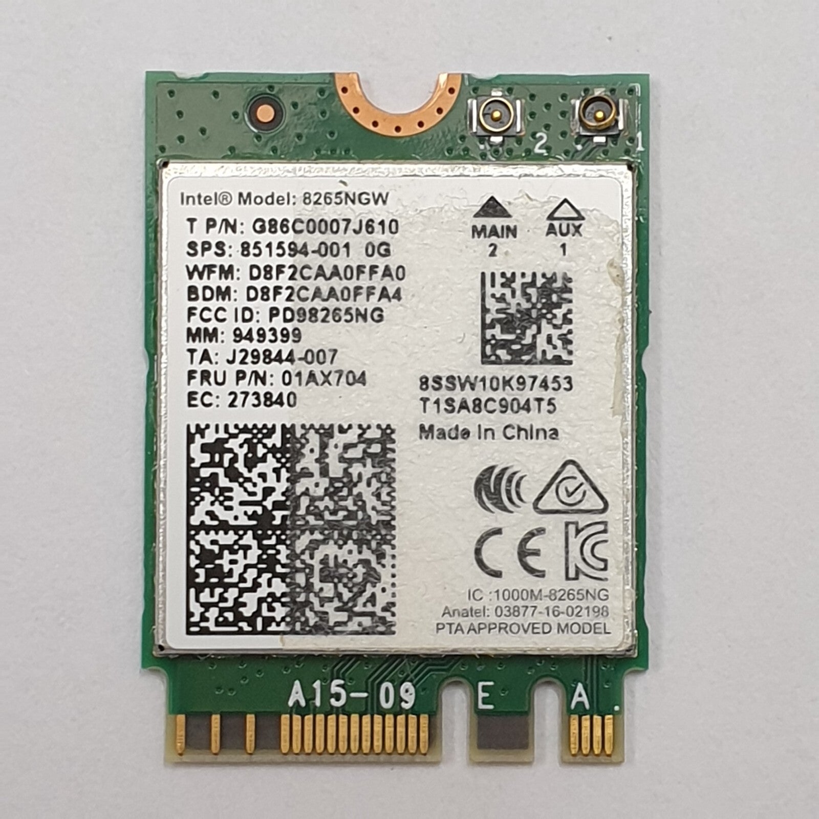 Toshiba Tecra A50-E WLAN Bluetooth Karte Intel 8265NGW Wireless Modul