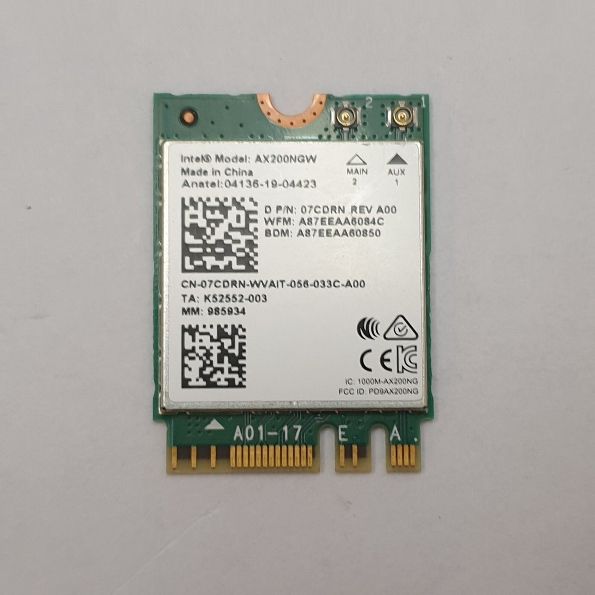 Dell Latitude 5401 WLAN Karte Wifi Intel AX200NGW M.2 Wireless Card