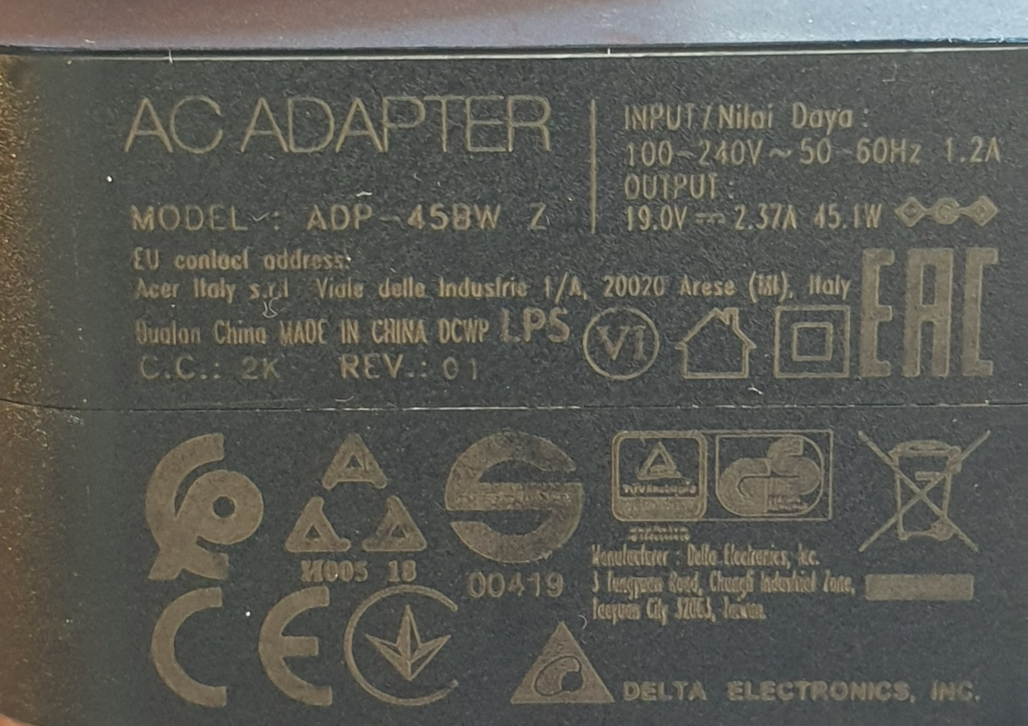 Acer Swift 1 SF114-34 Netzteil Ladegerät 45W 19V 2.37A Original AC Adapter – Bild 3