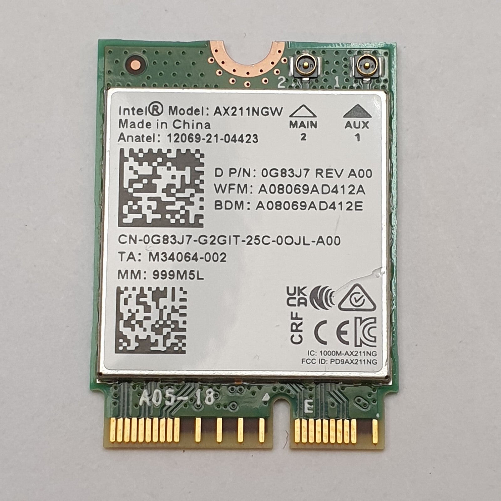 Dell Latitude 5330 WLAN Bluetooth Karte AX211NGW WiFi Card Module