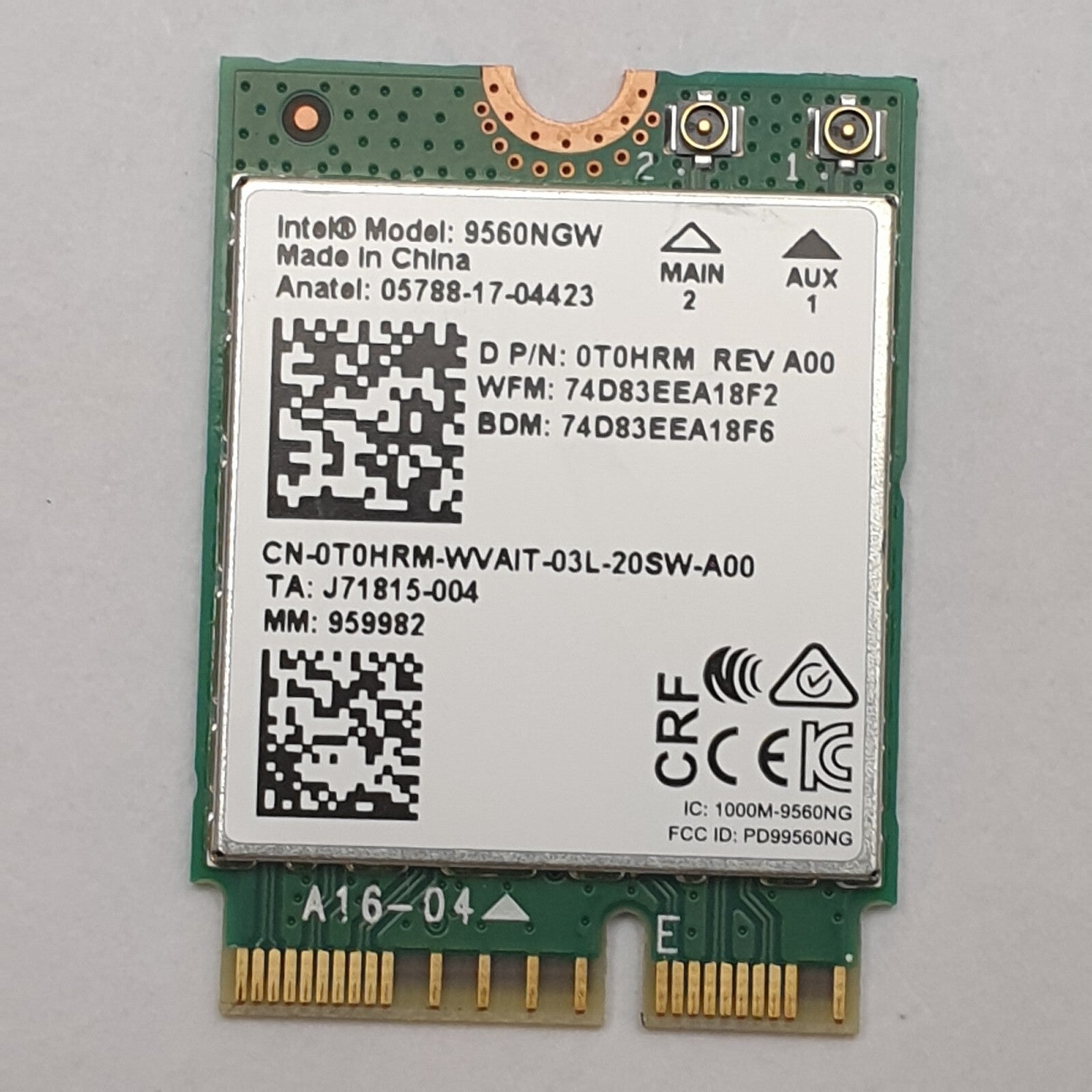 Dell Latitude 5500 WLAN Bluetooth Karte Intel 9560NGW Wireless Modul