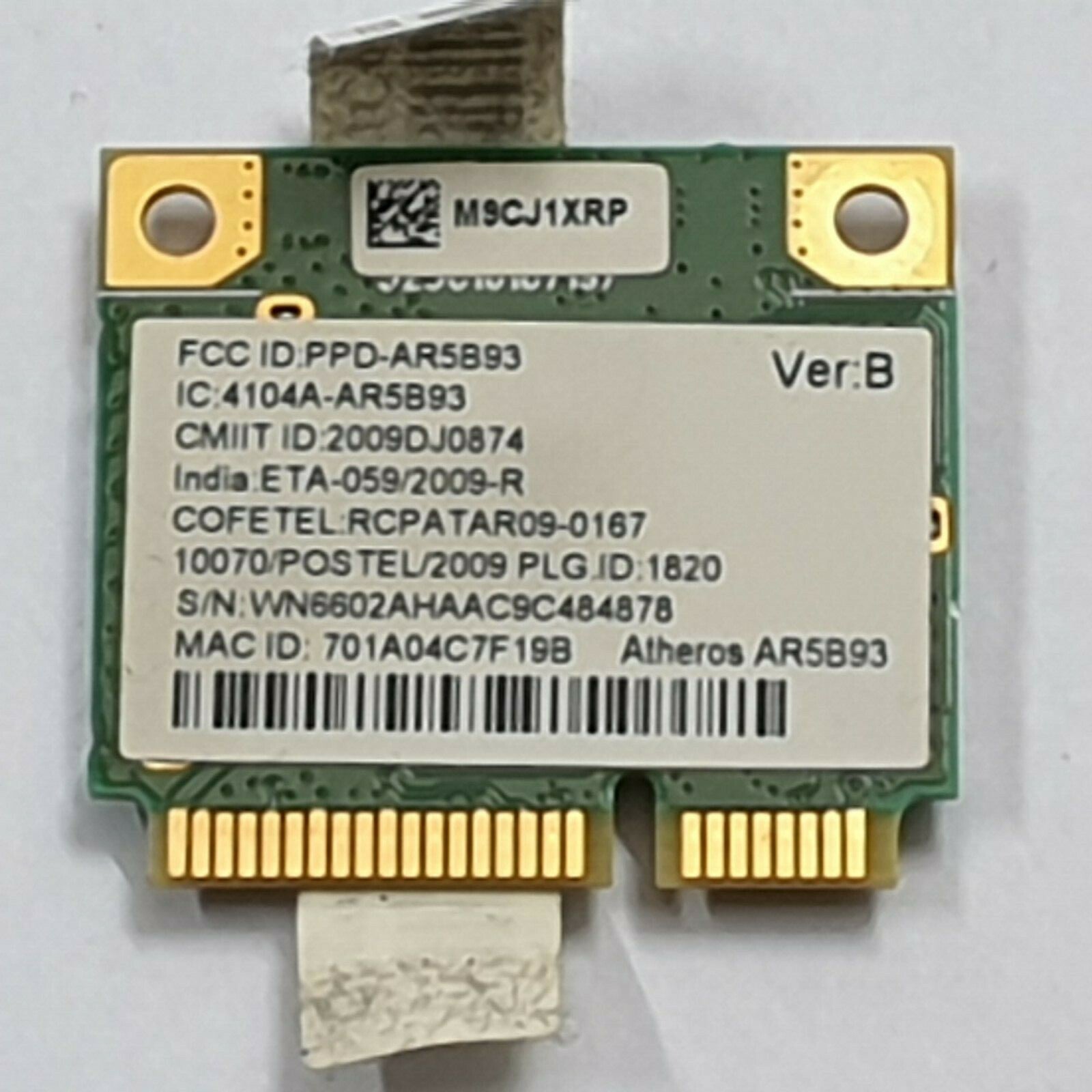 Packard Bell EasyNote TJ66 WLAN Karte Wireless LAN Card Atheros AR5B93 – Bild 2