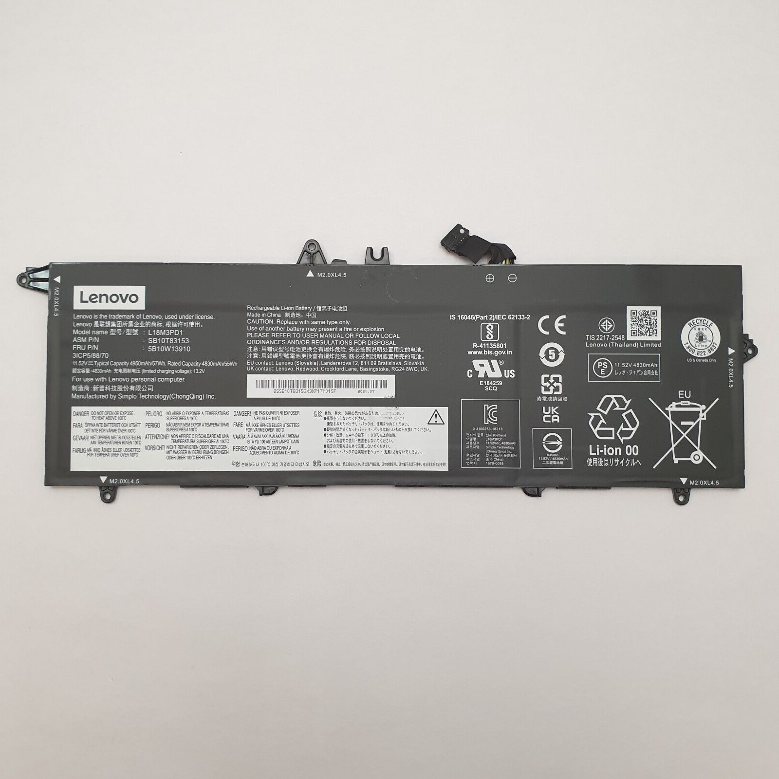Lenovo ThinkPad T14s Gen 1 G1 Original Akku 4708mAh Li-ion Batterie Pack