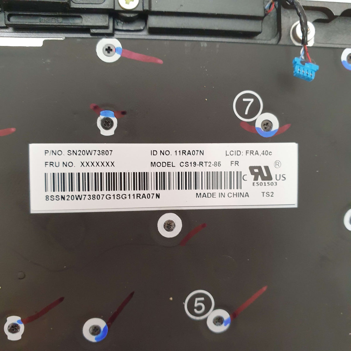 Lenovo ThinkPad X1 Yoga Gen 5 Handauflage Tastatur Français AZERTY Palmrest FR