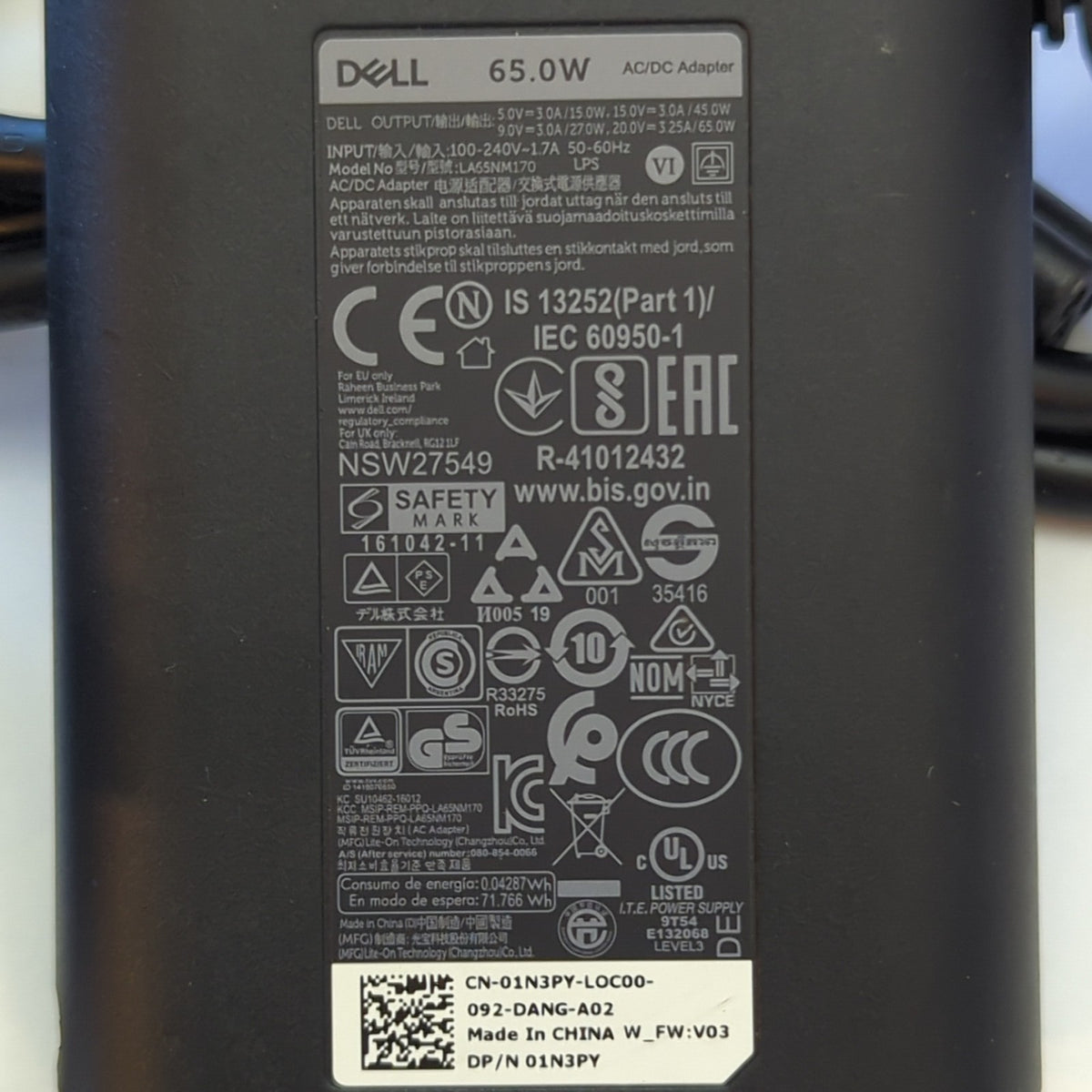 Dell Latitude 5420 Original Dell 65W USB-C PD Netzteil Ladegerät 20V 3,25A – Bild 3
