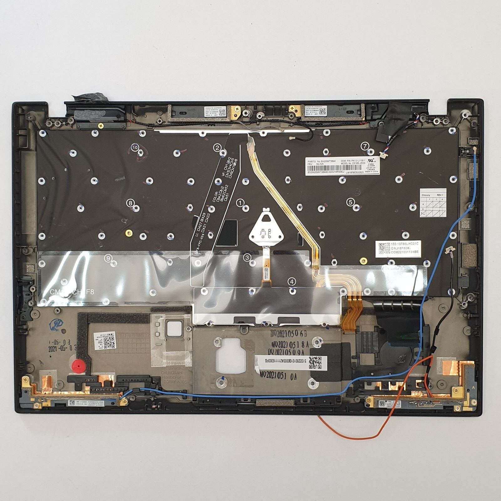 Lenovo ThinkPad X1 Carbon Gen 8 Handauflage Tastatur DE QWERTZ Palmrest Backlit – Bild 2