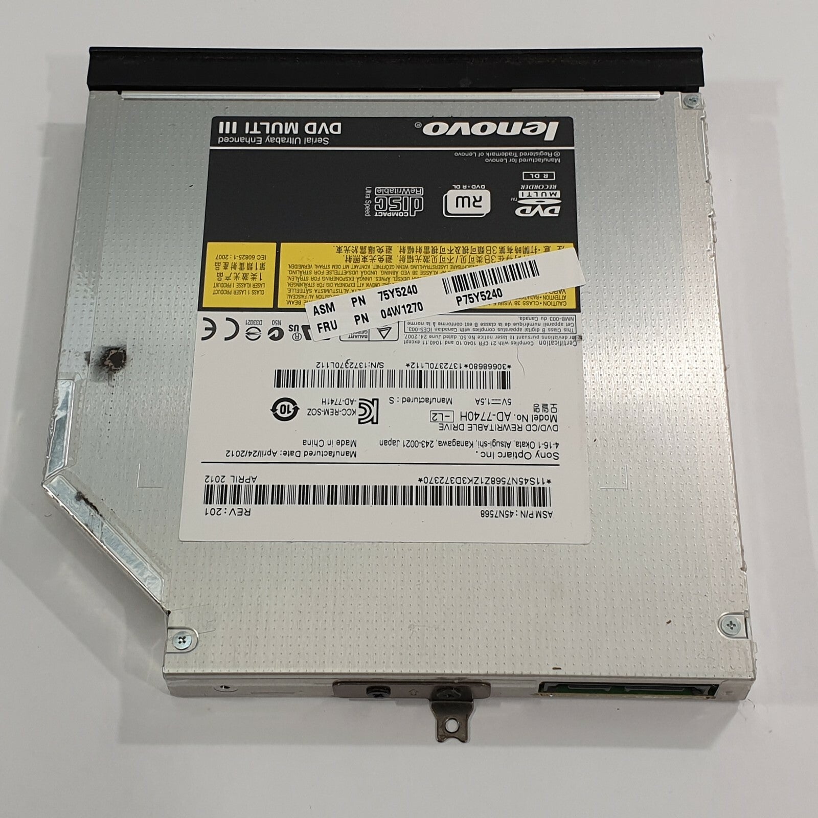 Lenovo ThinkPad L520 DVD Laufwerk Brenner Optisches Laufwerk AD7740H