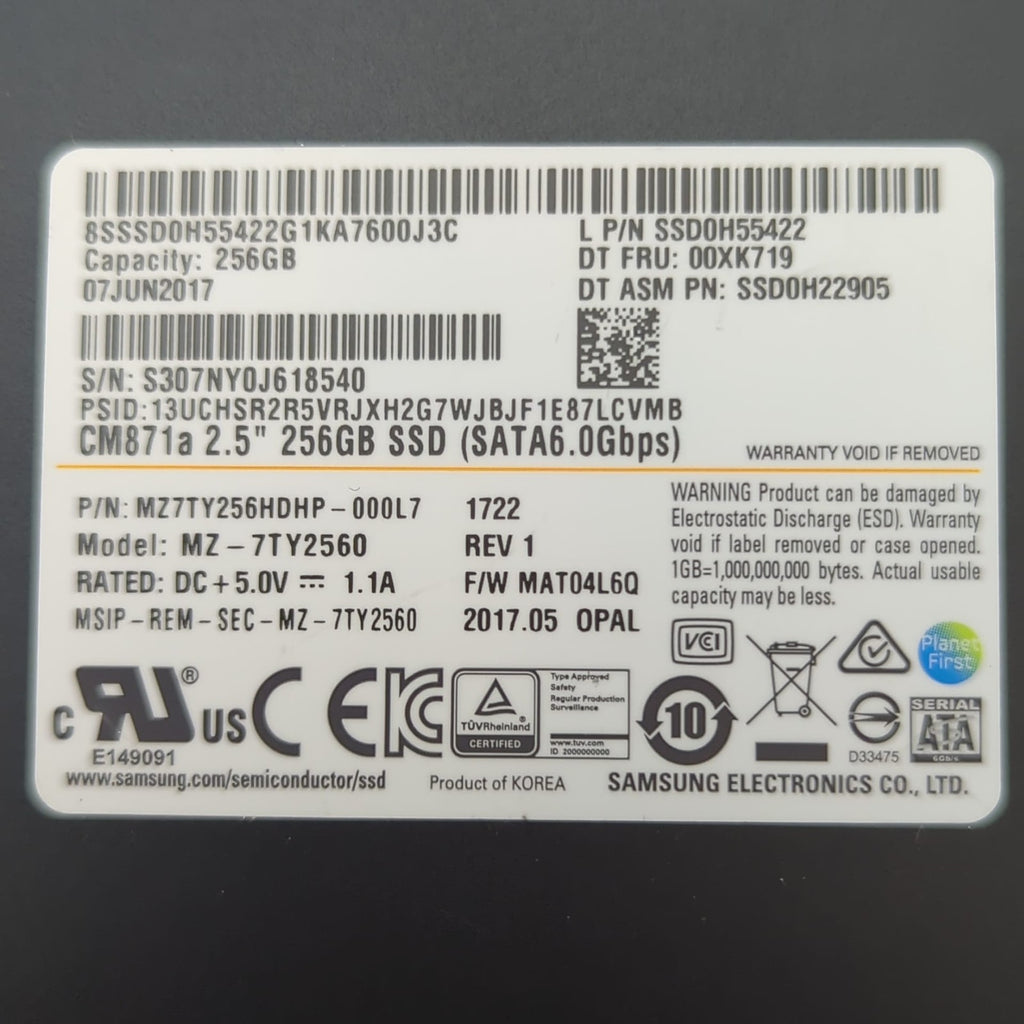 Samsung CM871a 256 GB 2.5 Zoll SATA SSD Internes Solid State Drive