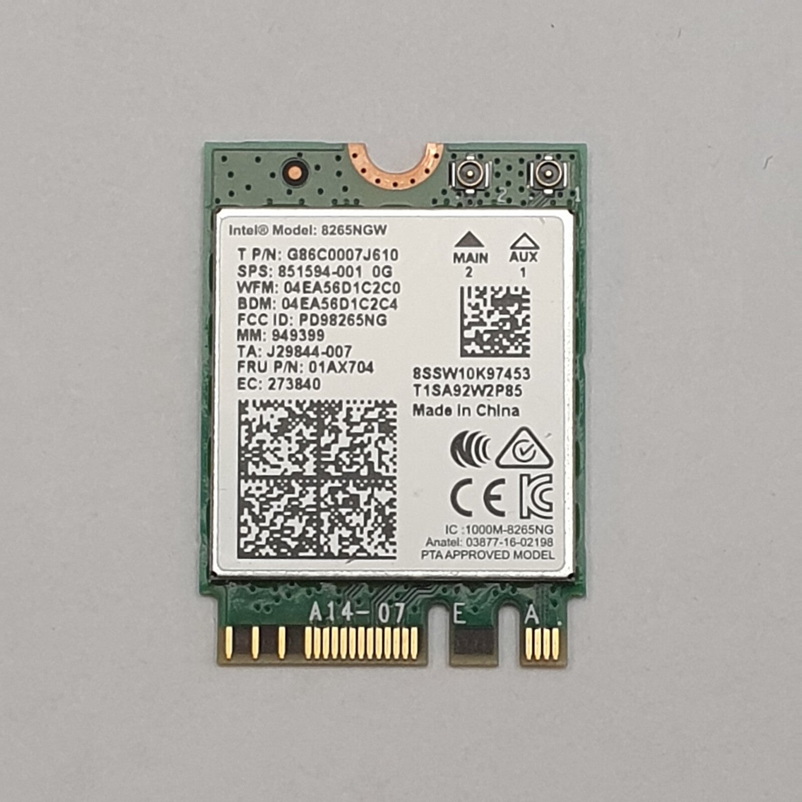 Fujitsu Lifebook E558 WLAN Karte Wifi Intel 8265NGW Wireless Modul