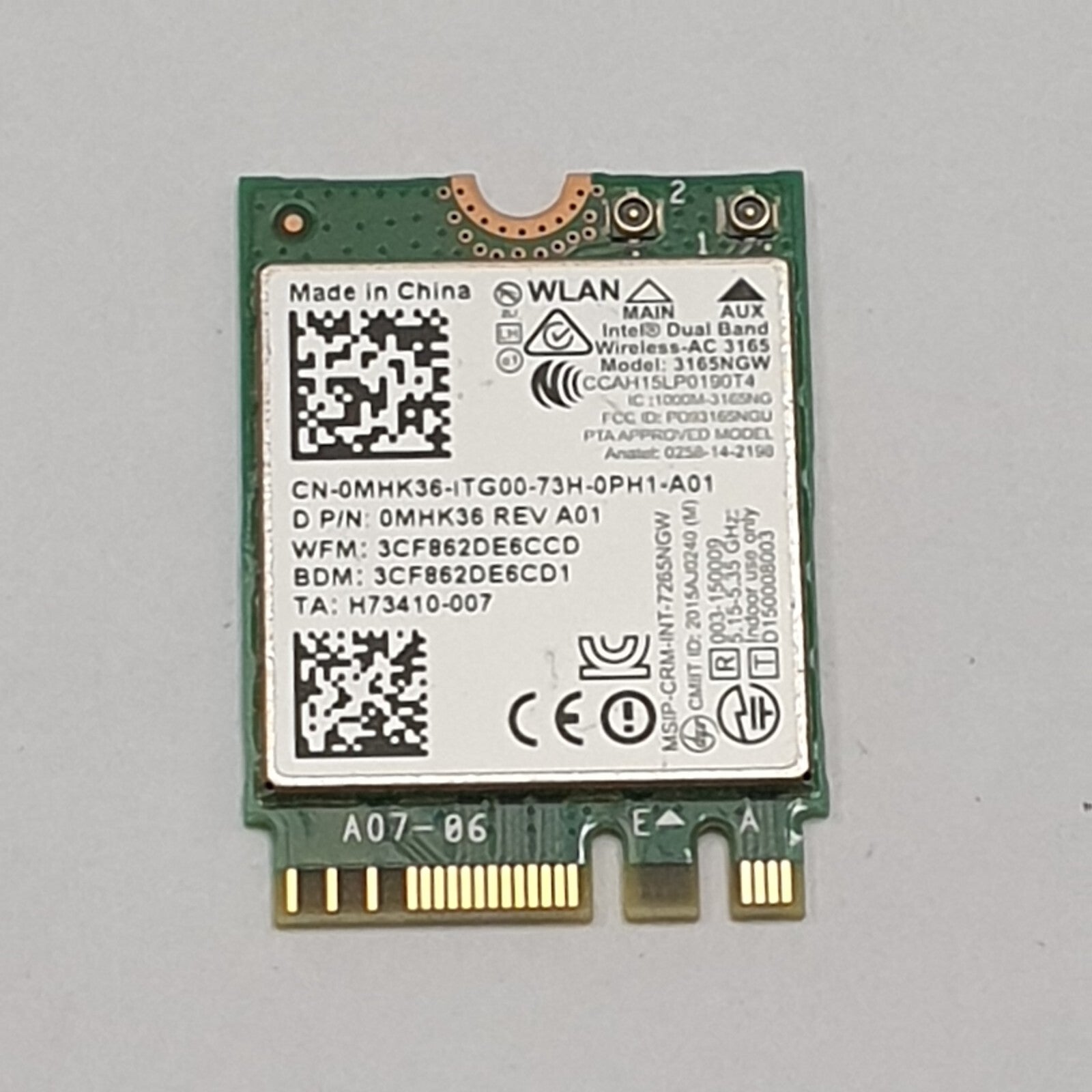 Dell Vostro 15 5000 Series WLAN Karte Intel Dual Band Wireless AC 3165NGW Modul