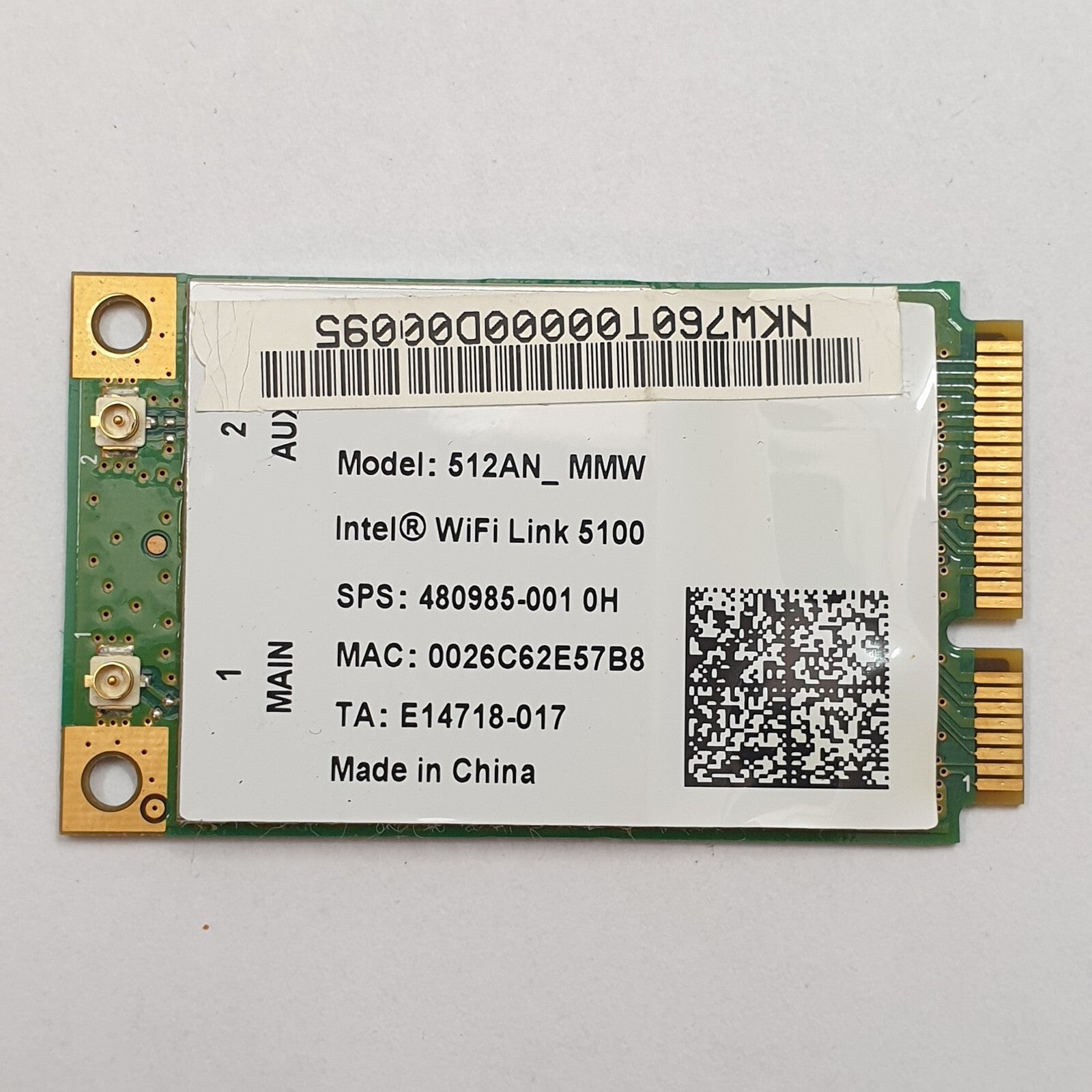 Clevo W76T WLAN Karte Wifi Card Intel WiFi Link 5100 WLAN Karte Wireless Network