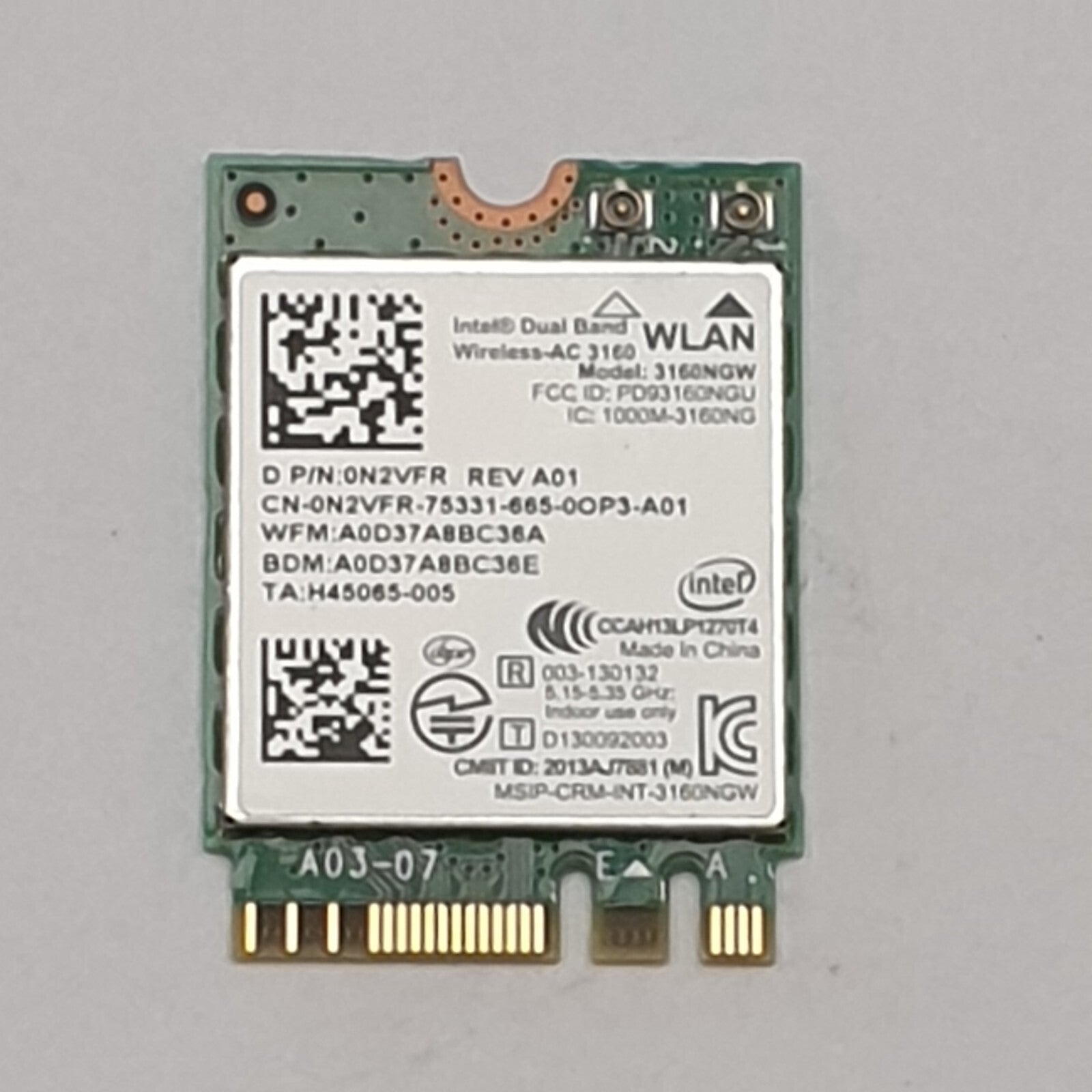 Dell Vostro 3559 WLAN Karte Wifi Intel Dual Band Wireless AC 3160 3160NGW