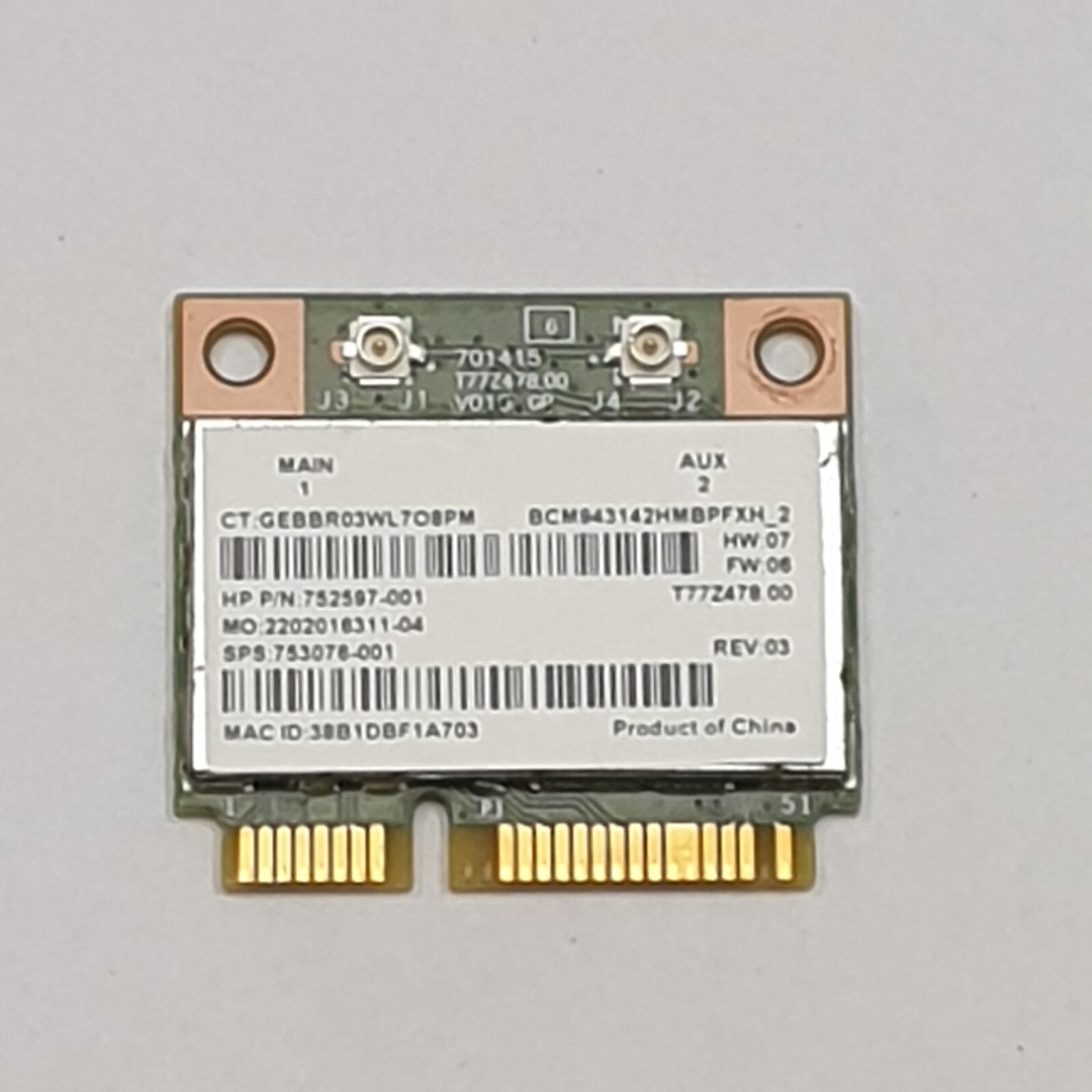 HP Pavilion 17-F WLAN Karte Wifi Broadcom BCM943142HM WLAN Bluetooth Modul