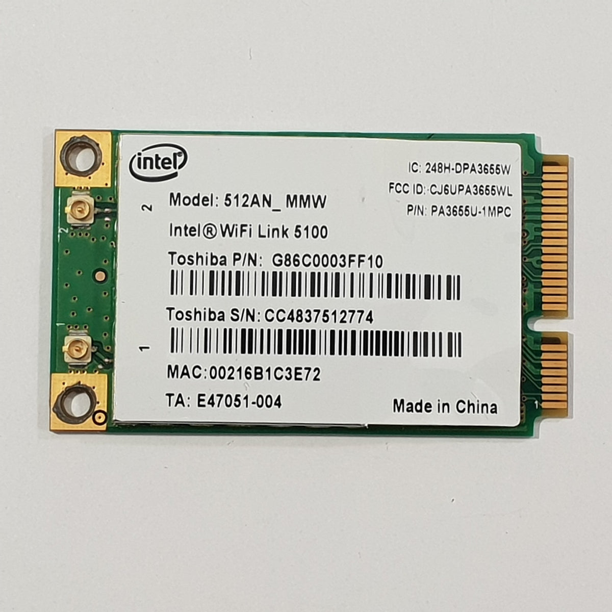 Toshiba Portege M800 WWAN Karte 3G Intel WiFi Link 5100 512AN MMW WLAN Karte für