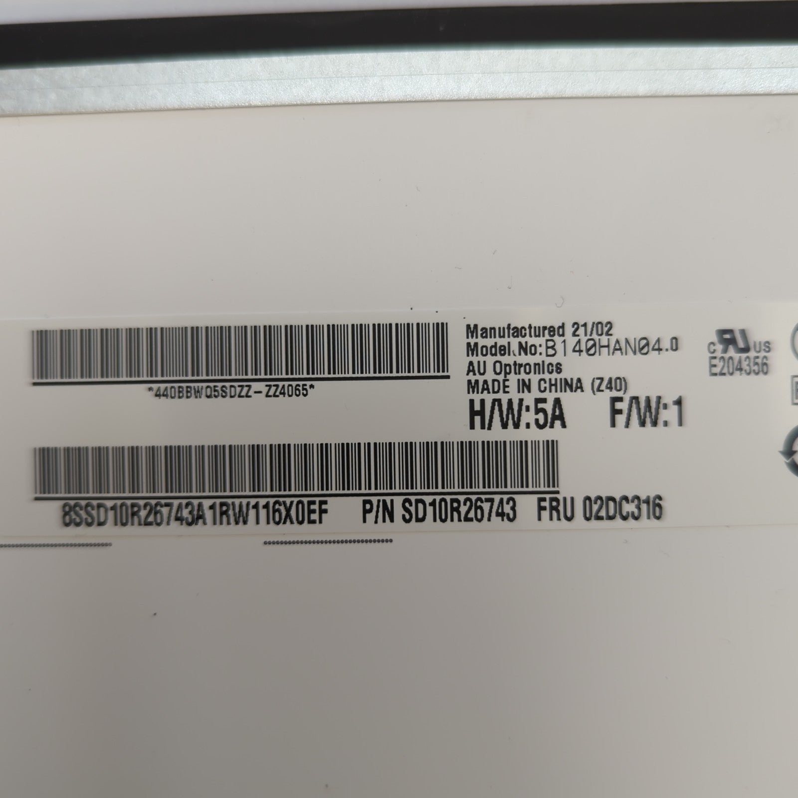 Display 14,0" FHD ThinkPad T470s T480s T490s L470s L480s B140HAN04.0 Bildschirm