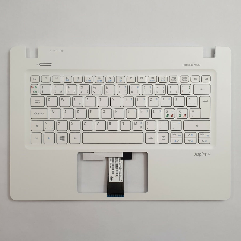 Acer Aspire V3-373 Handauflage Tastatur Nordic QWERTY Palmrest Keyboard Weiß