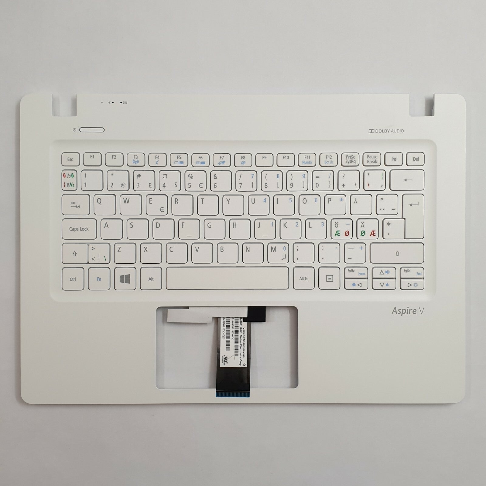 Acer Aspire V3-373 Handauflage Tastatur Nordic QWERTY Palmrest Keyboard Weiß