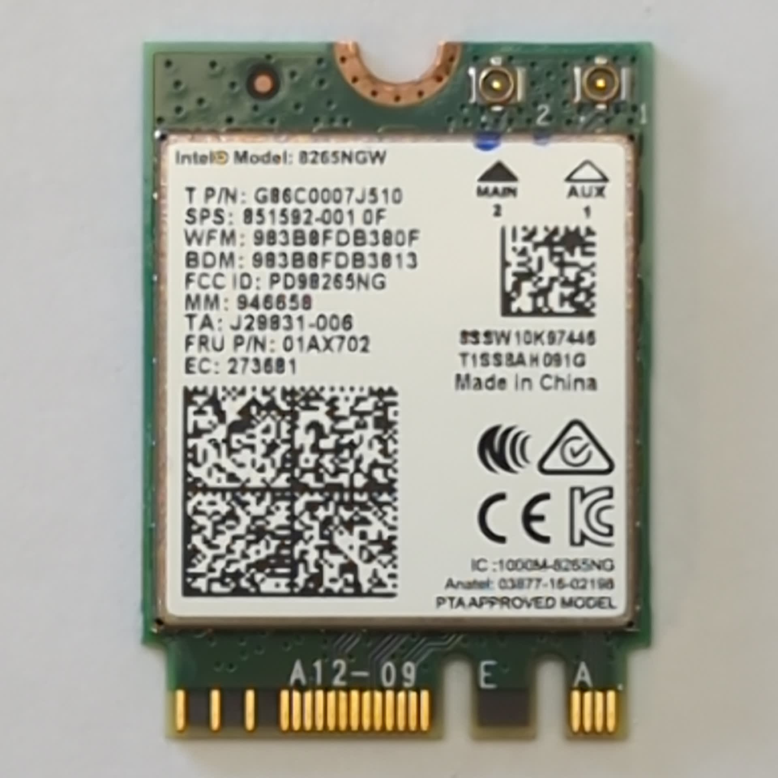 Lenovo ThinkPad L490 WLAN Karte Wireless WiFi Bluetooth NGW Modul