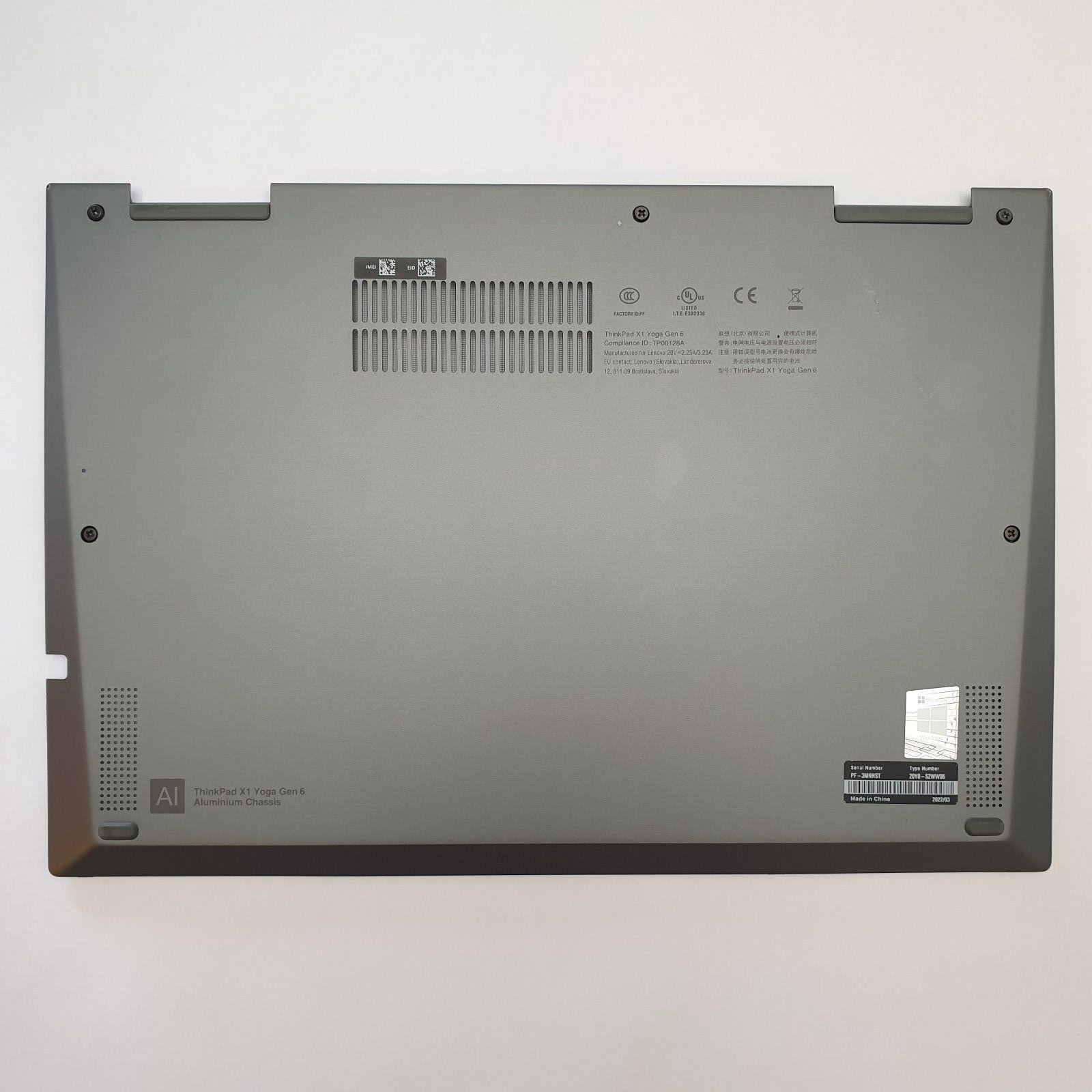 Lenovo ThinkPad X1 Yoga Gen 6 Unterschale Unterteil Bottom Base Cover Case