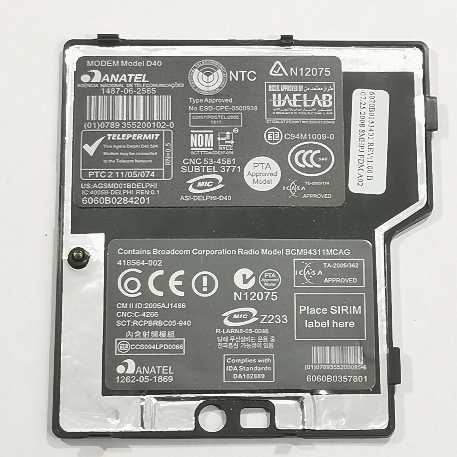 HP Compaq 6510b Modem WLAN Modul Karte Broadcom BCM94311MCAG – Bild 2
