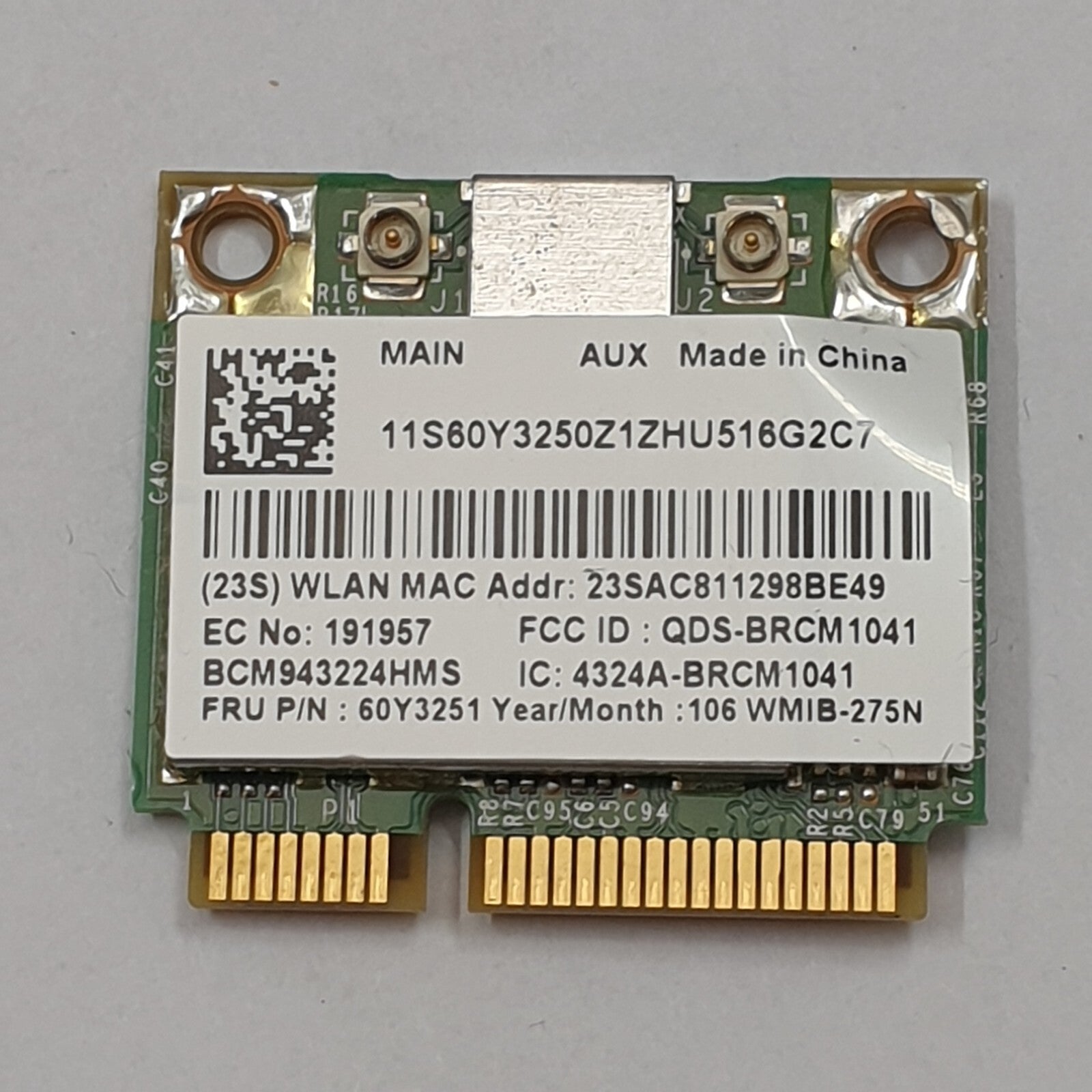 Lenovo ThinkPad Edge E325 WLAN Karte Broadcom BCM943224HMS 60Y3251 Wireless