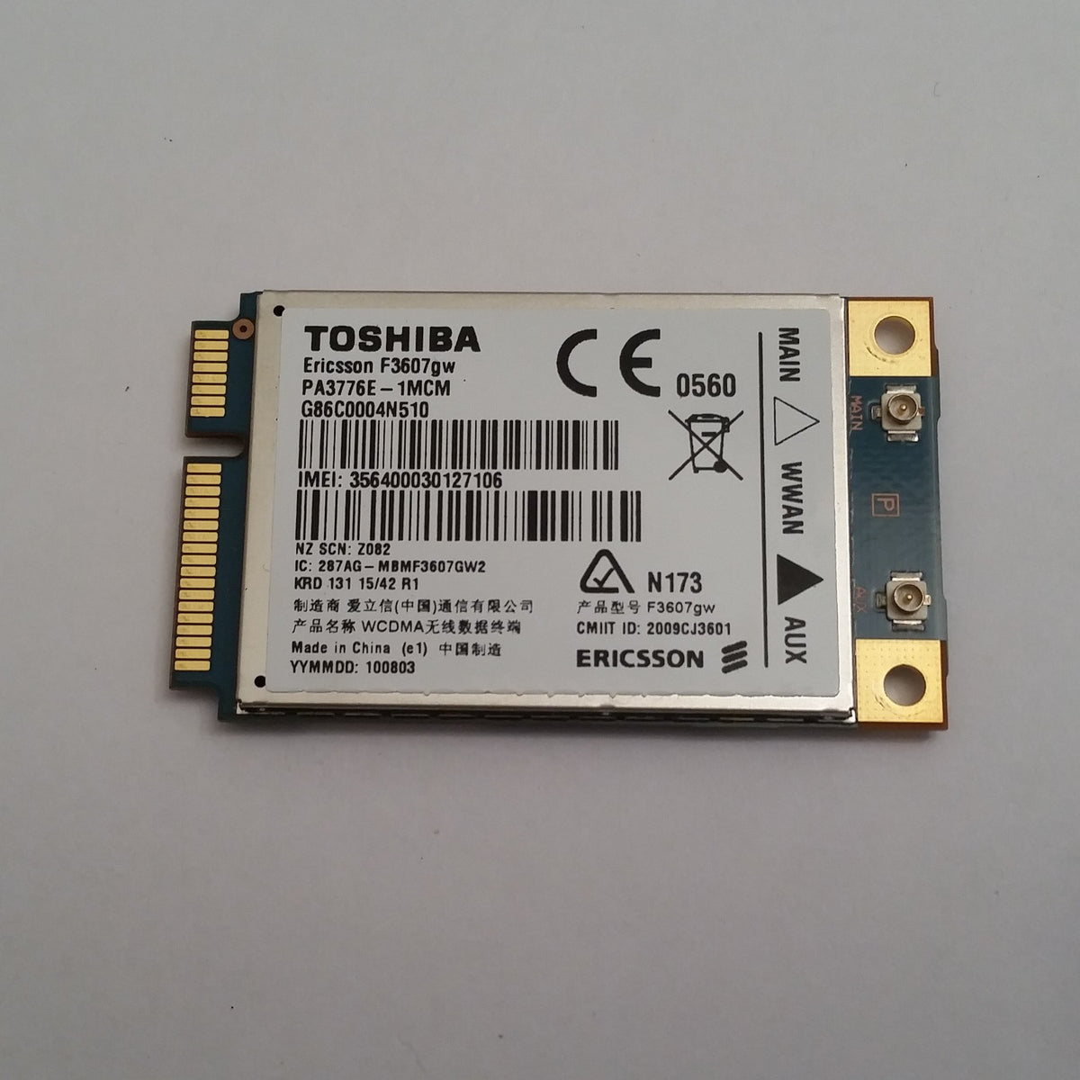 Toshiba Portege R700-1CQ WWAN Karte UMTS Toshiba Portege R700 1CQ Ericsson