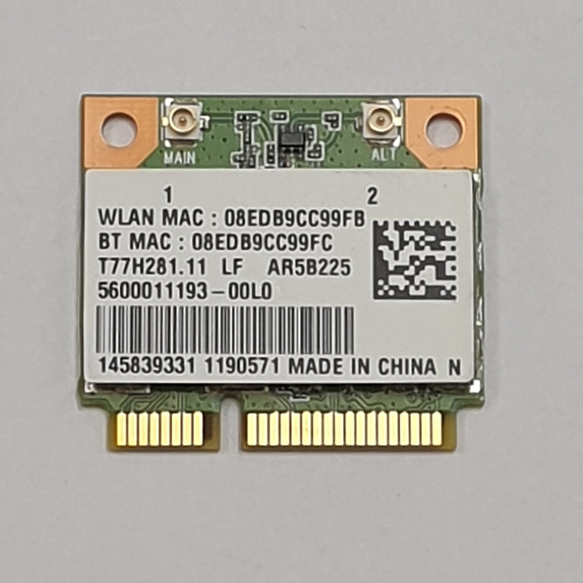 Sony VAIO SVE171B11M WLAN Karte Wifi Atheros AR5B225 WLAN Karte Wifi Bluetooth