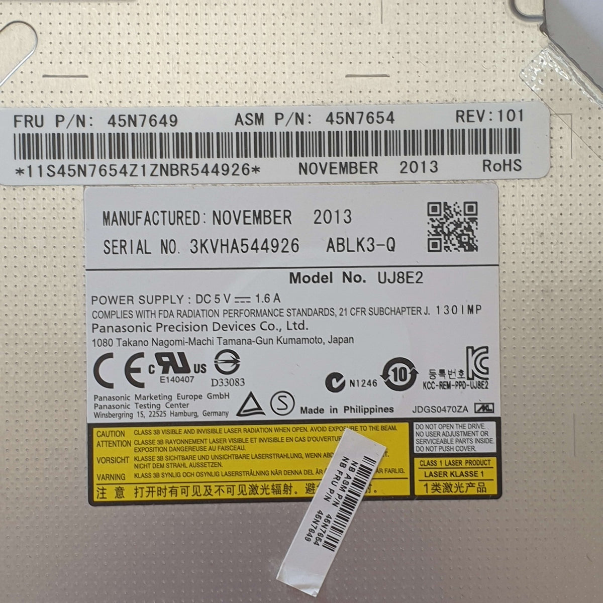 Lenovo ThinkPad T540p internes DVD RW Brenner Laufwerk Optical Drive UJ8E2