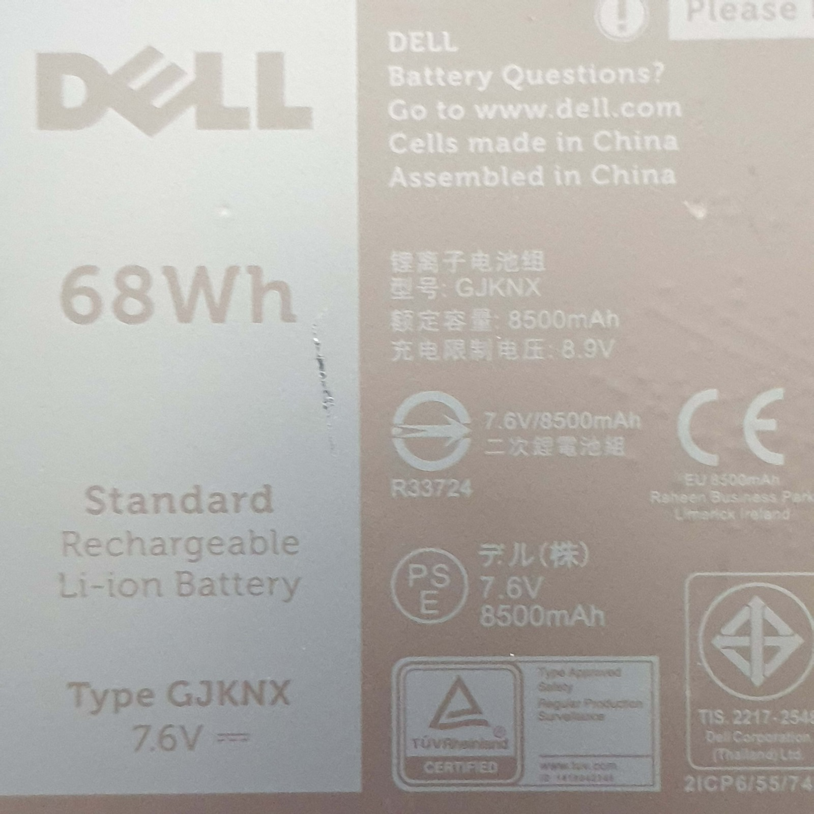 Dell Latitude 5480 Original Akku 8500mAh Li-ion Battery Pack Ersatzteil – Bild 2