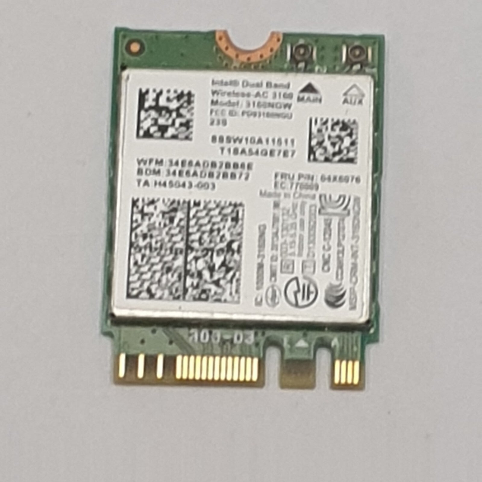 Lenovo Z50-70 WLAN Karte Wifi Card Intel Dual Band Wireless AC 3160 3160NGW