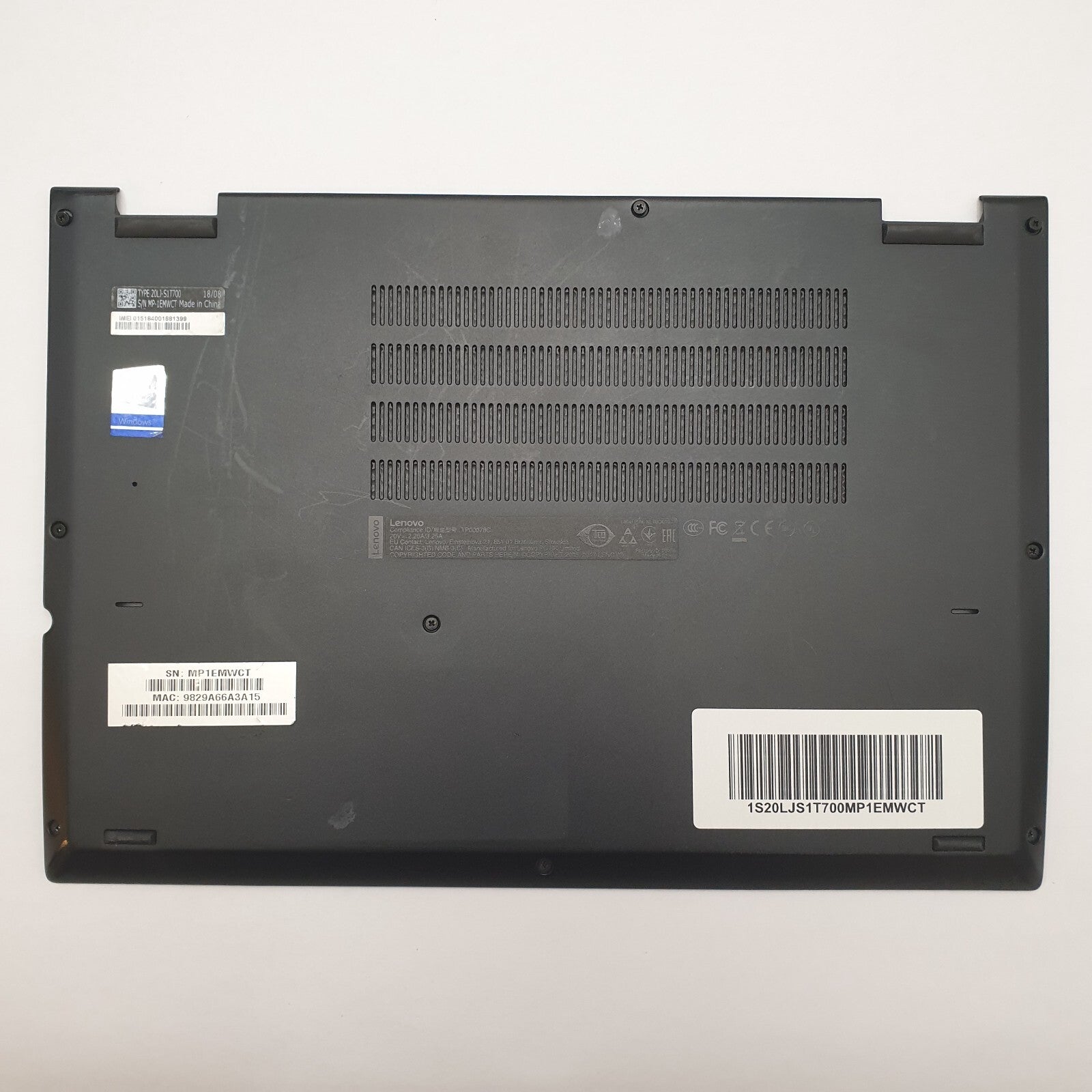 Lenovo ThinkPad X380 Yoga Gehäuse Unterschale Unterteil Bottom Base Ersatzteil