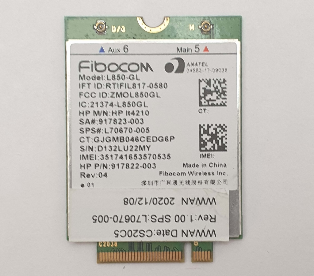 HP EliteBook 845 G7 Fibocom L850 GL LTE WWAN 4G M.2 Modul Karte