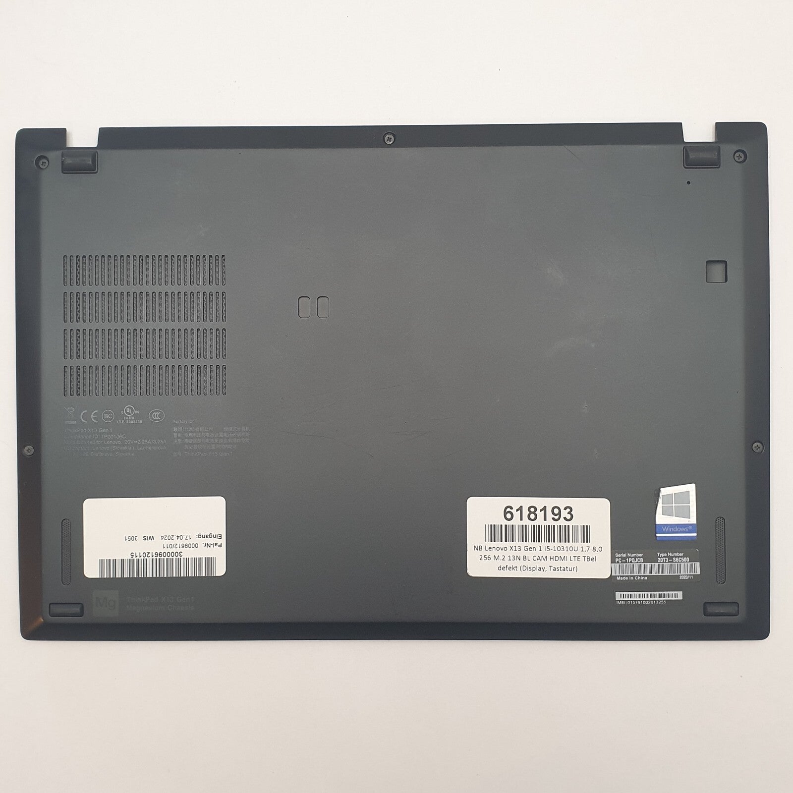 Lenovo ThinkPad X13 Gen 1 G1 Gehäuse Unterschale Unterteil Bottom Ersatzteil